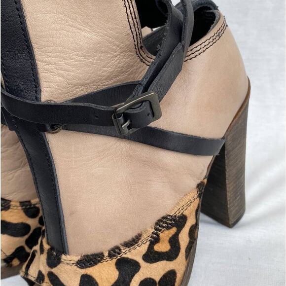 Ksubi Leopard Print Leather Toehold Stacked Heel Buckled Ankle Boots 38 - Picture 10 of 13